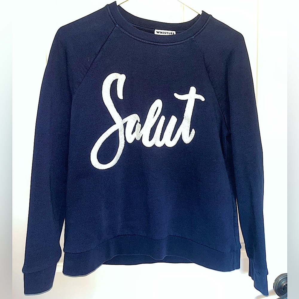 “Salut” navy sweatshirt (WHISTLES)